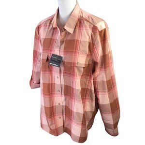 Eddie Bauer Vented Shirt NWT Mountain Fishing Women's XL Plaid Nylon Classic Fit